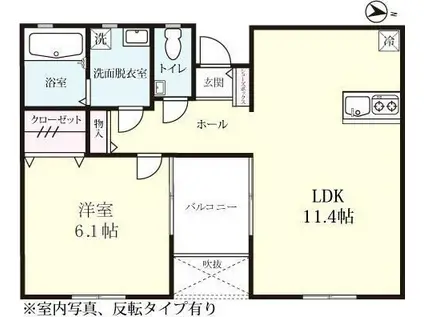 プレミアムアイランド牛津IX(1LDK/2階)の間取り写真