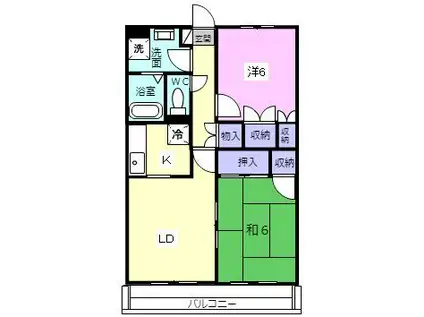 ユーミー城北(2LDK/1階)の間取り写真