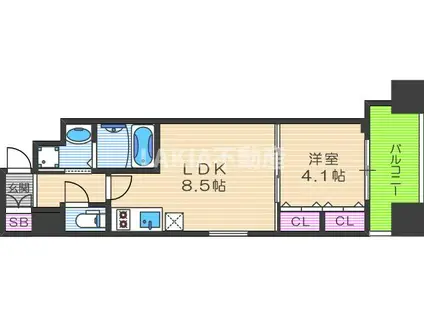 福島プライマリーワン(1LDK/3階)の間取り写真