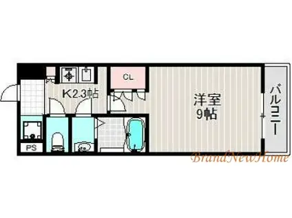 クレスト中もず(1K/9階)の間取り写真