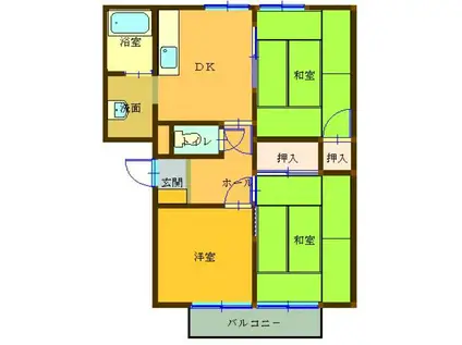 メゾンエルドラド(2LDK/2階)の間取り写真