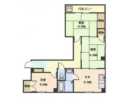 白石ビル(3DK/2階)の間取り写真