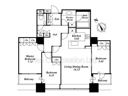 東京ツインパークスRIGHT WING(3LDK/31階)の間取り写真