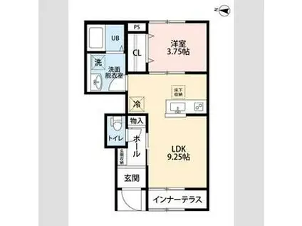 リーブルファイン小平仲町(1LDK/1階)の間取り写真