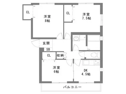 ヴィベント ウールー(3DK/3階)の間取り写真