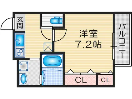 フジパレス吹田朝日が丘III番館(1K/2階)の間取り写真