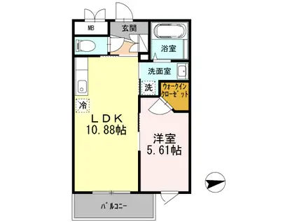 ナチュール浜田山(1LDK/4階)の間取り写真