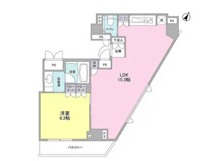 ステイレジデンス西新宿(1LDK/11階)の間取り写真