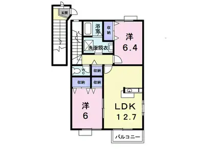 エルピーダMD棟(2LDK/2階)の間取り写真