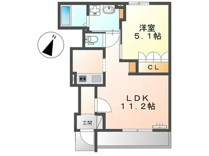 プロニティ・ロマンシェ(1LDK/1階)の間取り写真