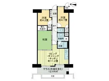 ライオンズマンション山手町(3LDK/1階)の間取り写真