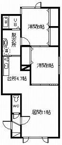 ウィステリア(2LDK/2階)の間取り写真