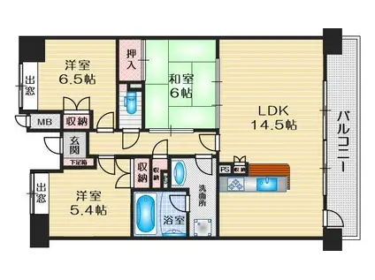ジオメゾン新千里東町2番館(3LDK/12階)の間取り写真