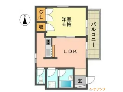 DUKE向台(1DK/3階)の間取り写真