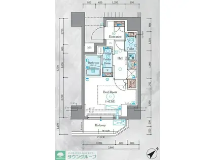 エステムコート横濱反町II(1K/9階)の間取り写真