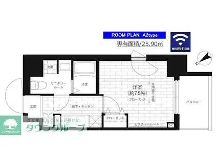 グランドコンシェルジュ浅草橋(1K/3階)の間取り写真