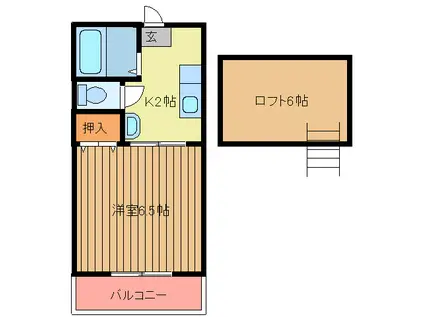 フーガ・アネックスⅡ号館(1K/2階)の間取り写真