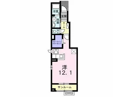 グレンディール(1K/1階)の間取り写真