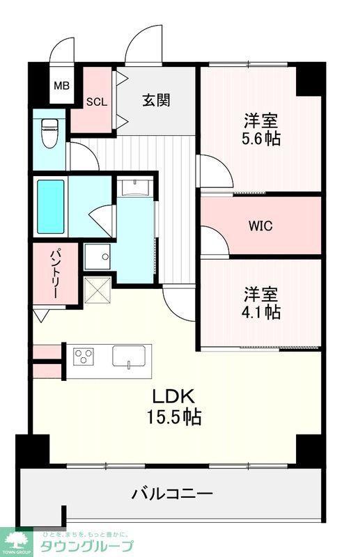 サンショウ レジデンス西新(2LDK/10階)の間取り写真