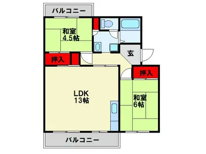 直方COMODO(2LDK/2階)の間取り写真