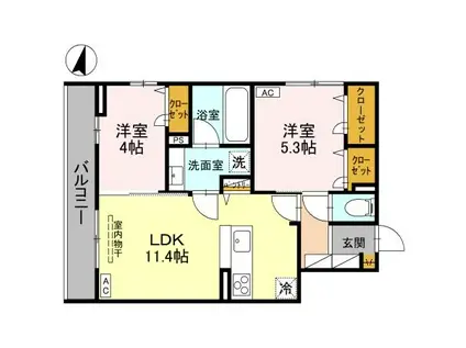 エテルネル近江 303(2LDK/3階)の間取り写真