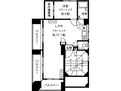 第三Tビル(1LDK/5階)の間取り写真