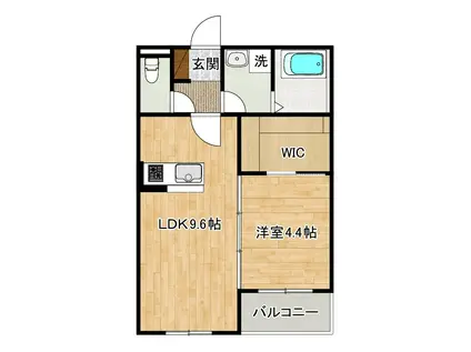 グランソレイユ篠崎(1LDK/2階)の間取り写真