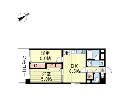 SAN FELICE(2DK/2階)の間取り写真