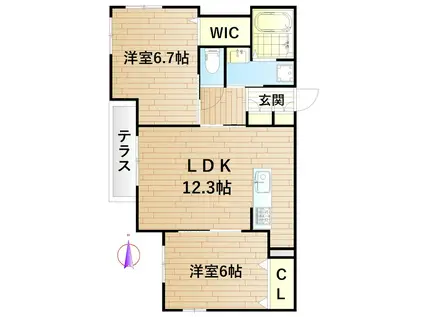 ステラ元住吉(2LDK/1階)の間取り写真