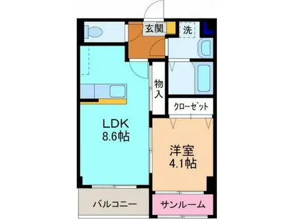 CALA ROSSO(1LDK/3階)の間取り写真