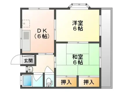 三協コーポ (2DK/3階)の間取り写真