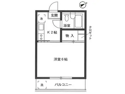 TWINS壱番館(1K/1階)の間取り写真