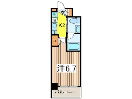 プラウドフラット隅田リバーサイド(1K/7階)の間取り写真