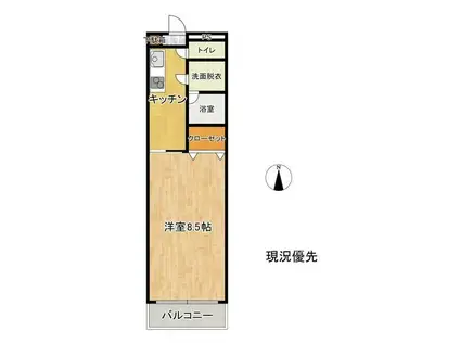 ピースタウン・メゾン・ソレイユ(1K/2階)の間取り写真