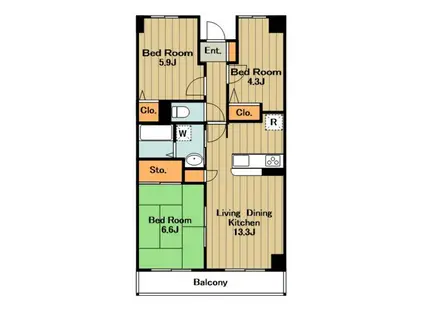 ポーロウニア千代田(3LDK/5階)の間取り写真