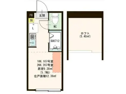 ハーモニーテラス桜台IV(ワンルーム/1階)の間取り写真