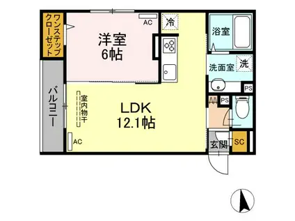 AMOUR(1LDK/3階)の間取り写真