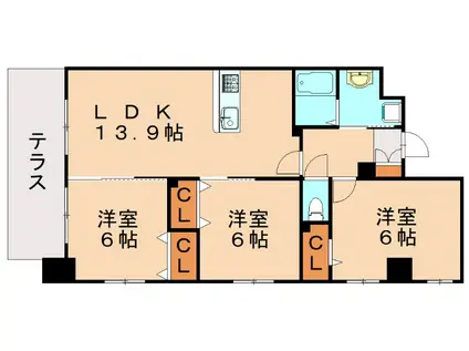 サンシャイン.プリンセス青山(3LDK/1階)の間取り写真