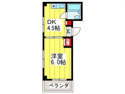パークサイド玉造(1DK/3階)の間取り写真