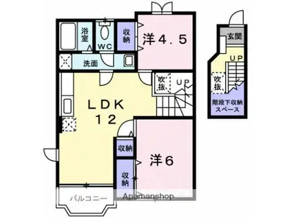 ジャン・ハッピネスB(2LDK/2階)の間取り写真