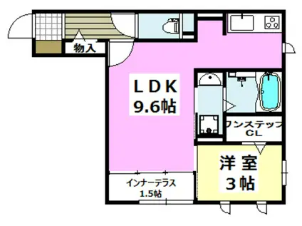 OKAZEN西駅前(1LDK/2階)の間取り写真