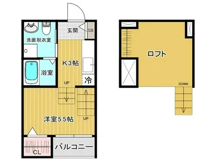 サンエイカーサ西嶋(1K/1階)の間取り写真