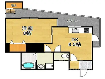 MAISON DE MARI北白川(1LDK/1階)の間取り写真