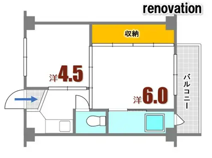 ビレッジハウス中野(2K/3階)の間取り写真