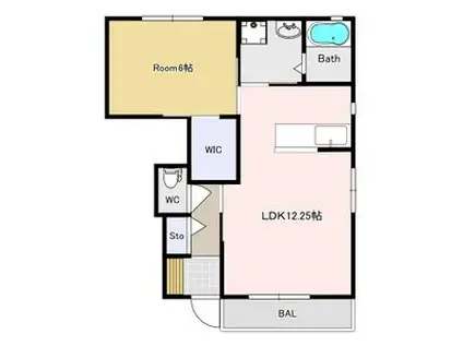 DVDアパートメントハウス(1LDK/1階)の間取り写真