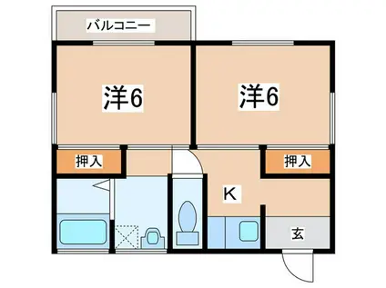 第1コーポ田丸(2K/1階)の間取り写真
