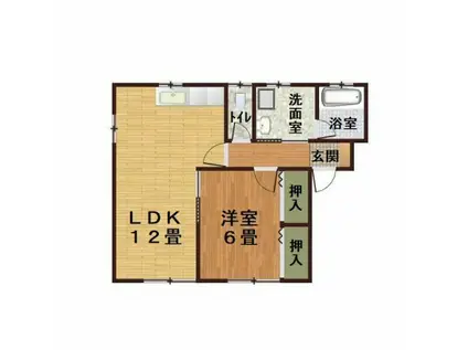 ハーモニアスYOU(1LDK/1階)の間取り写真