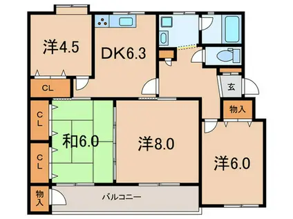新原町田グリーンハイツD7棟(4DK/5階)の間取り写真