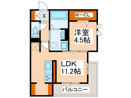 シャルム新屋敷(1LDK/3階)の間取り写真