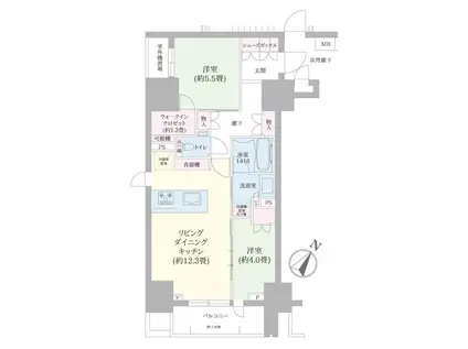 ザ・パークワンズ日本橋人形町(2LDK/3階)の間取り写真